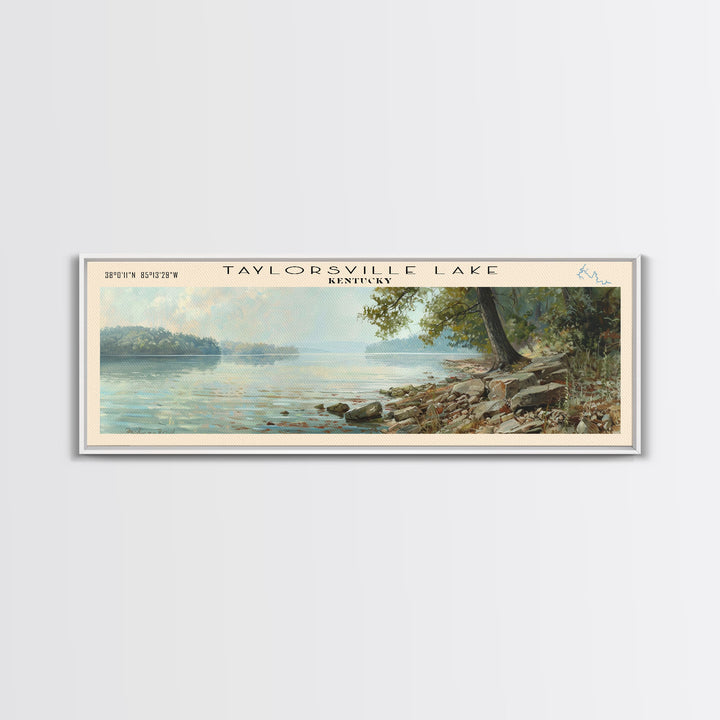 Taylorsville Lake Kentucky Panoramic Wall Art, Framed Canvas Print, Lake House Decor, Travel Poster, Scenic Lake Scene, Bedroom Decor, Wall Art