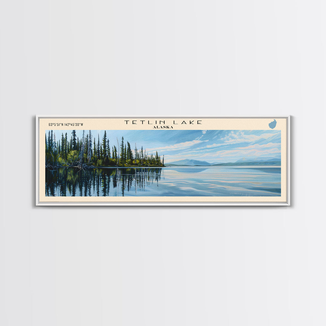 Tetlin Lake Alaska Panoramic Wall Art, Framed Canvas Print, Lake House Decor, Travel Poster, Serene Landscape, Living Room Decor, Nature Art