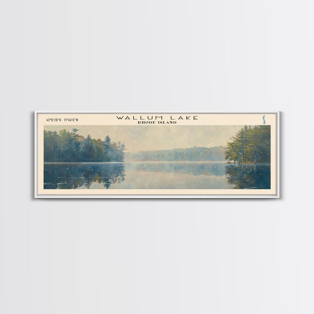 Wallum Lake Rhode Island Panoramic Wall Art, Framed Canvas Print, Lake House Decor, Travel Poster, Scenic Lake Scene, Living Room Art