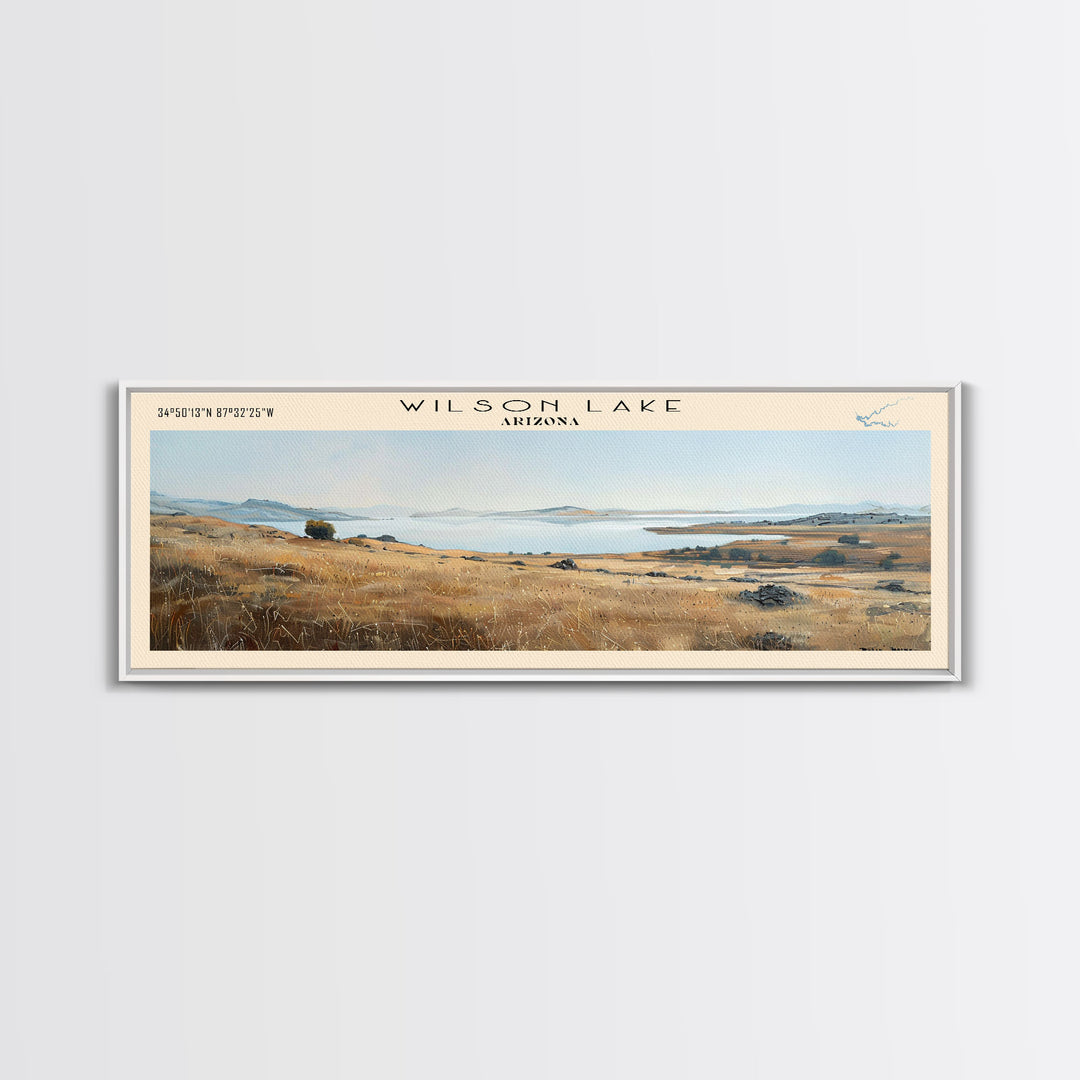 Wilson Lake Arizona Panoramic Wall Art, Framed Canvas Print, Lake House Decor, Travel Poster, Scenic Lake Scene, Bedroom Art