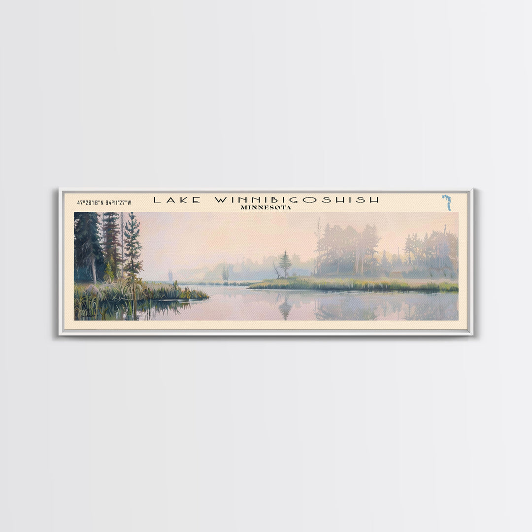 Winnipegosis Panoramic Wall Art, Framed Canvas Print, Lake House Decor, Travel Poster, Serene Landscape, Home Decor