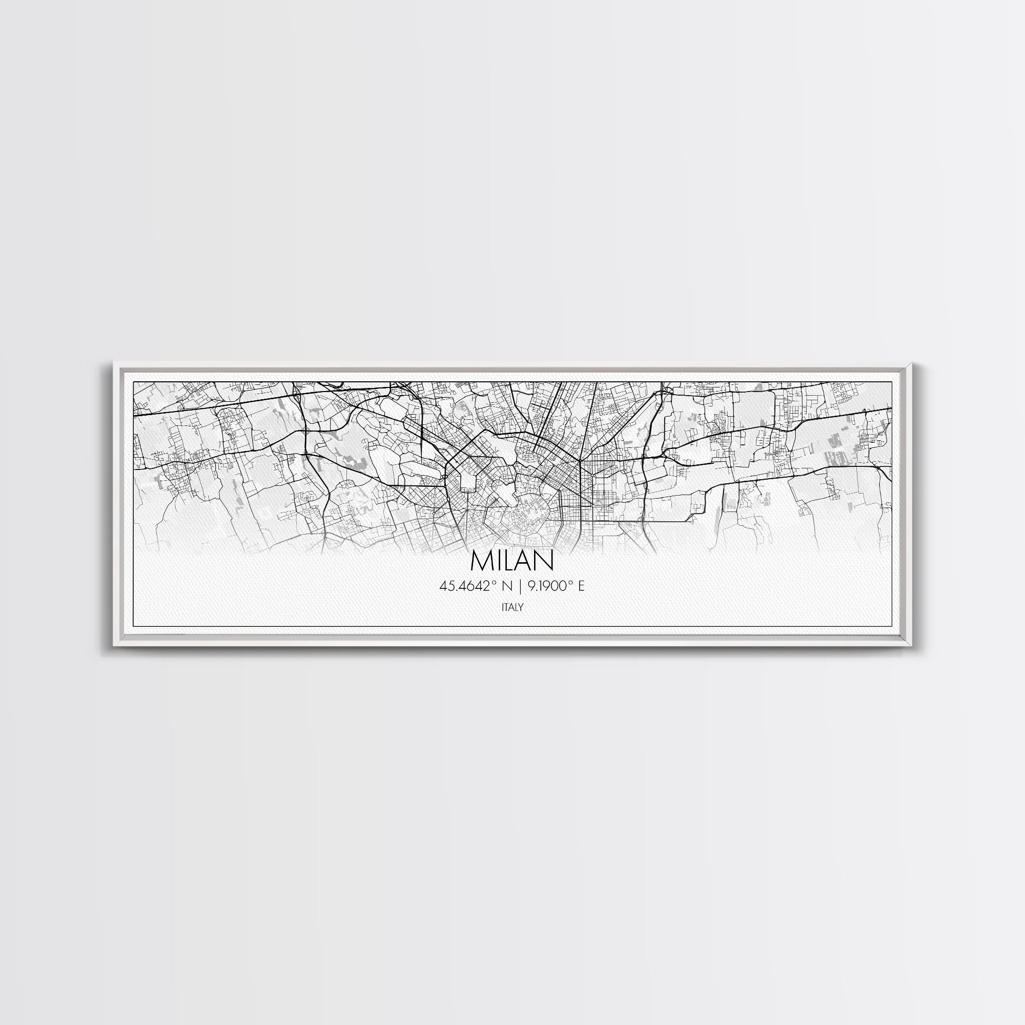 Panoramic Milan City Map, Italy Art, Map Print, Minimalist Wall Art, Canvas Art, Housewarming Gift, Street Map Art, Closing Gift