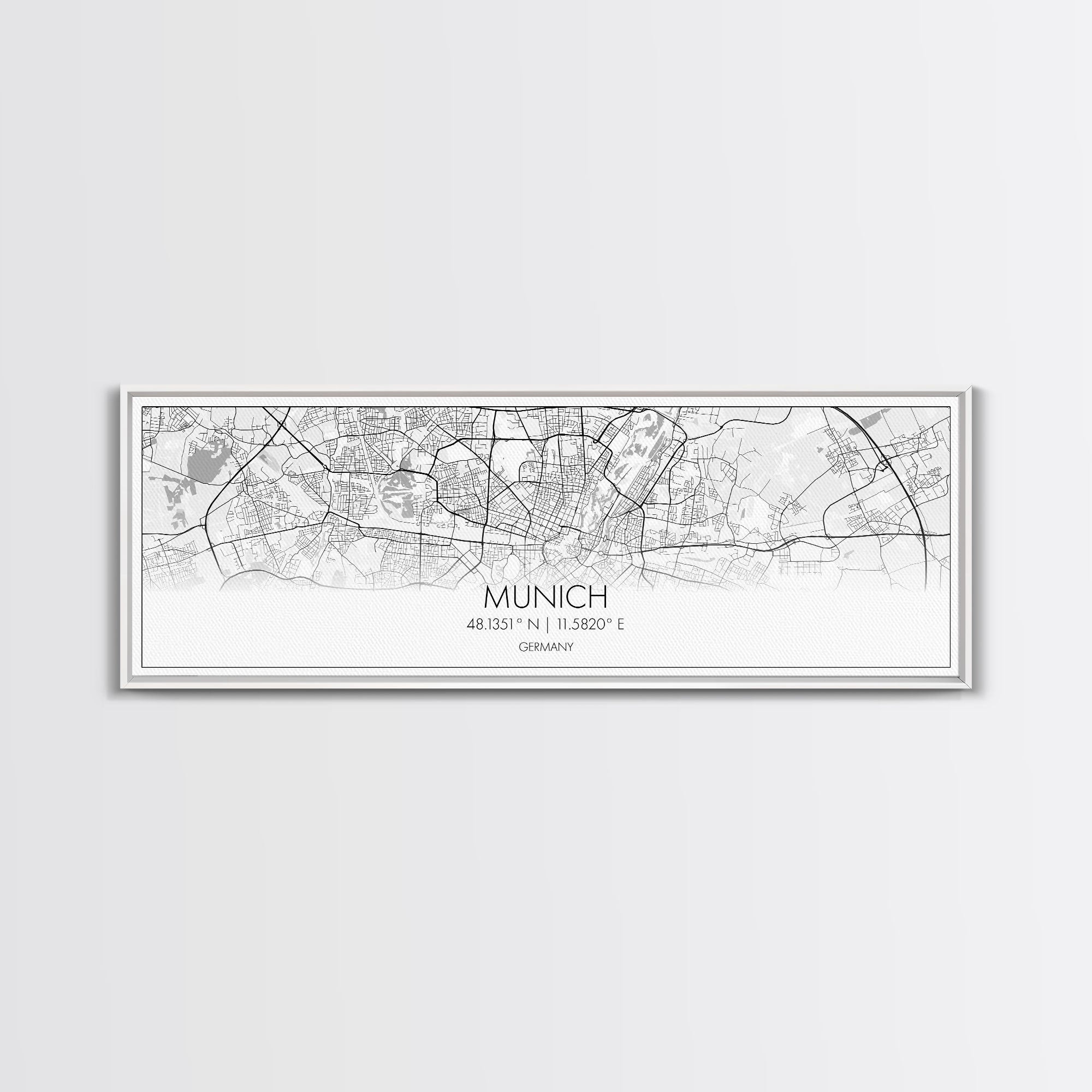 Panoramic Munich City Map, Germany Art, Map Print, Minimalist Wall Art, Canvas Art, Housewarming Gift, Street Map Art, Closing Gift