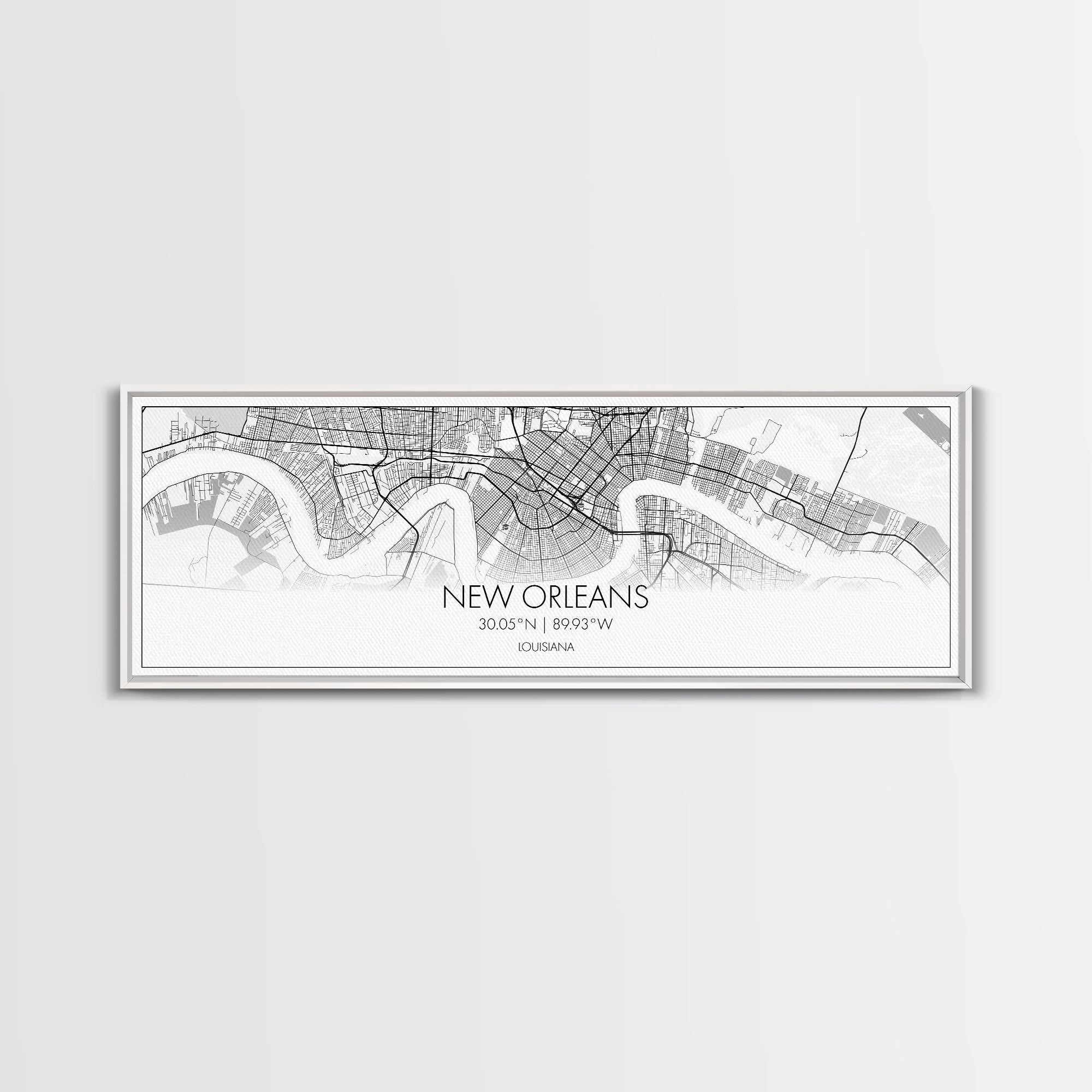 Panoramic New Orleans City Map, Louisiana Art, Map Print, Minimalist Wall Art, Canvas Art, Housewarming Gift, Street Map Art, Closing Gift