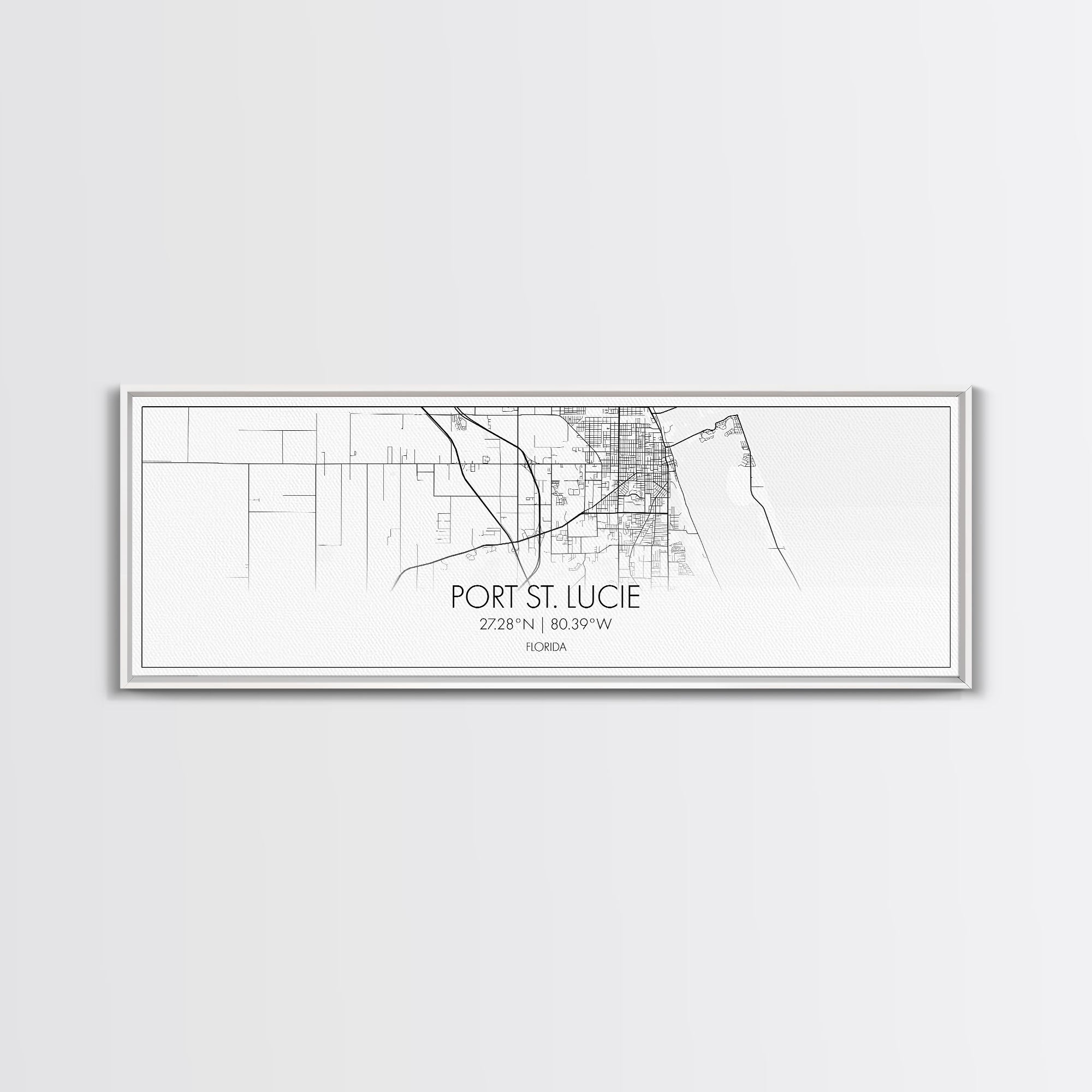 Panoramic Port St Lucie City Map, Florida Art, Map Print, Minimalist Wall Art, Canvas Art, Housewarming Gift, Street Map Art, Closing Gift