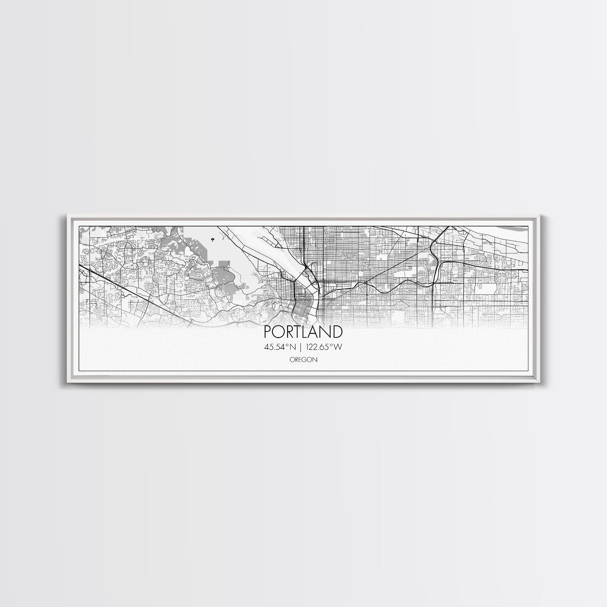 Panoramic Portland City Map, Oregon Art, Map Print, Minimalist Wall Art, Canvas Art, Housewarming Gift, Street Map Art, Closing Gift