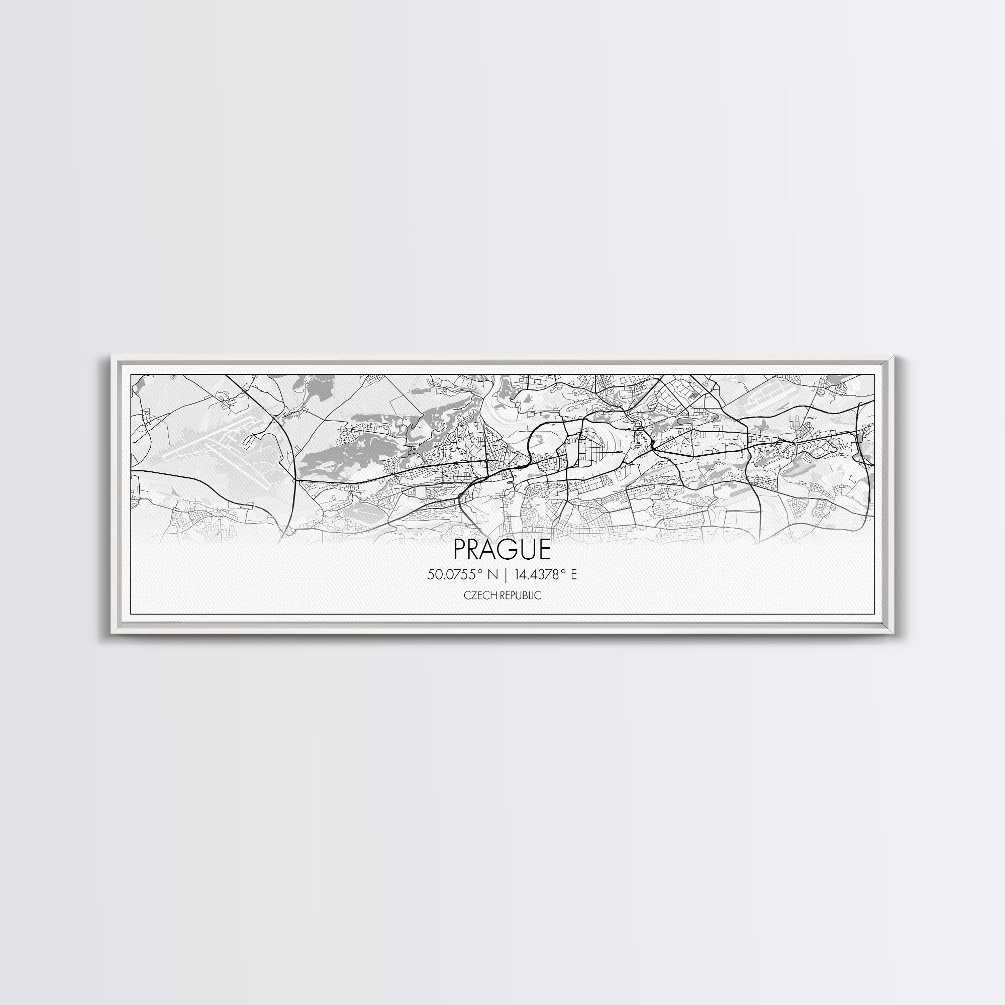 Panoramic Prague City Map, Czech Republic Art, Map Print, Minimalist Wall Art, Canvas Art, Housewarming Gift, Street Map Art, Closing Gift