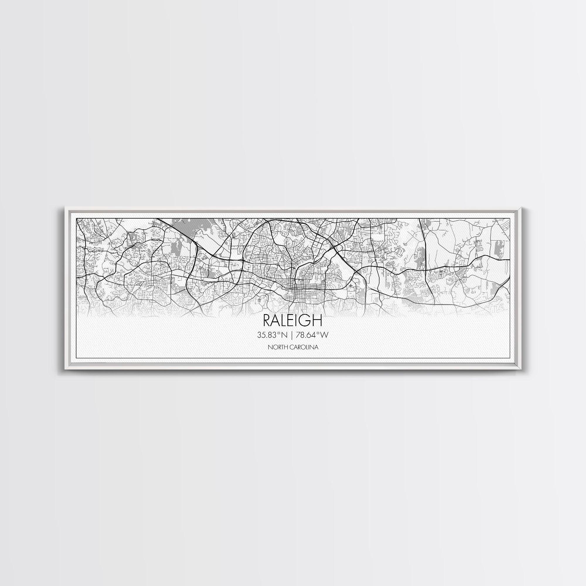 Panoramic Raleigh City Map, North Carolina Art, Map Print, Minimalist Wall Art, Canvas Art, Housewarming Gift, Street Map Art, Closing Gift