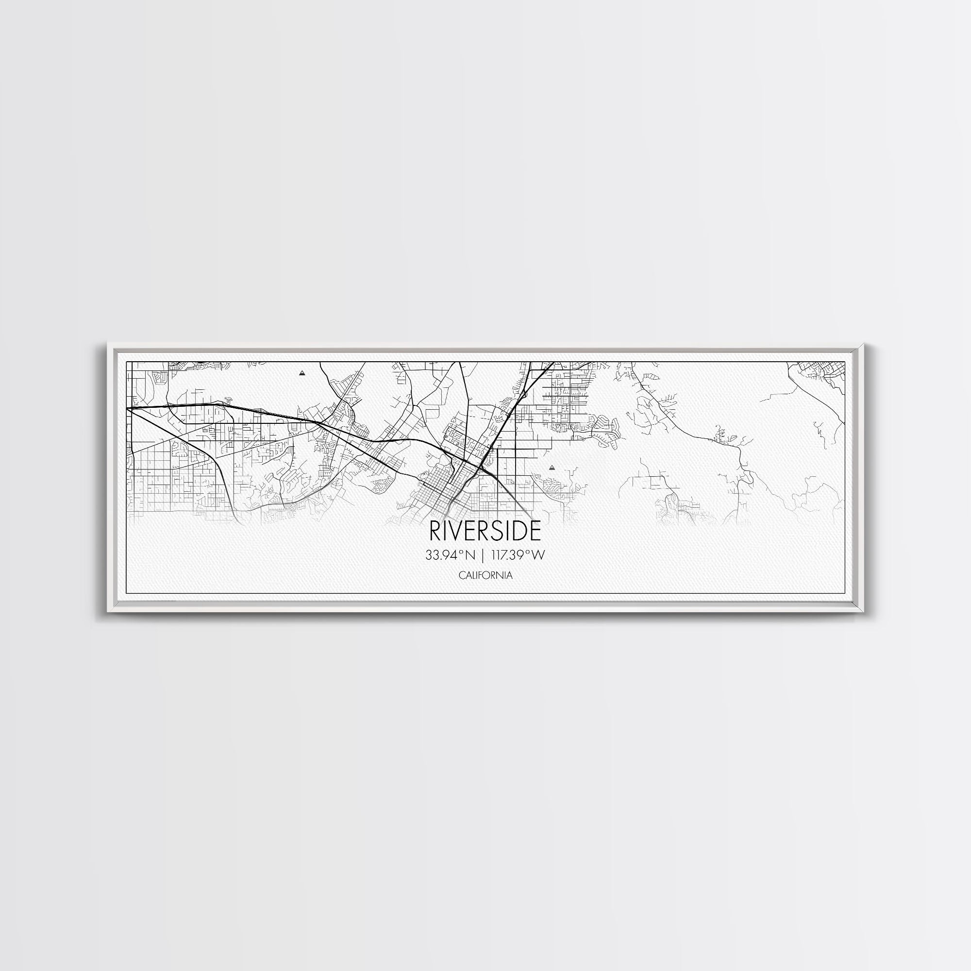 Panoramic Riverside City Map, California Art, Map Print, Minimalist Wall Art, Canvas Art, Housewarming Gift, Street Map Art, Closing Gift