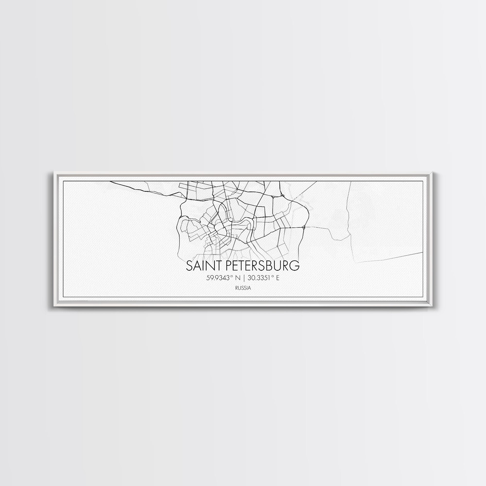 Panoramic Saint Petersburg City Map, Russia Art, Map Print, Minimalist Wall Art, Canvas Art, Housewarming Gift, Street Map, Closing Gift