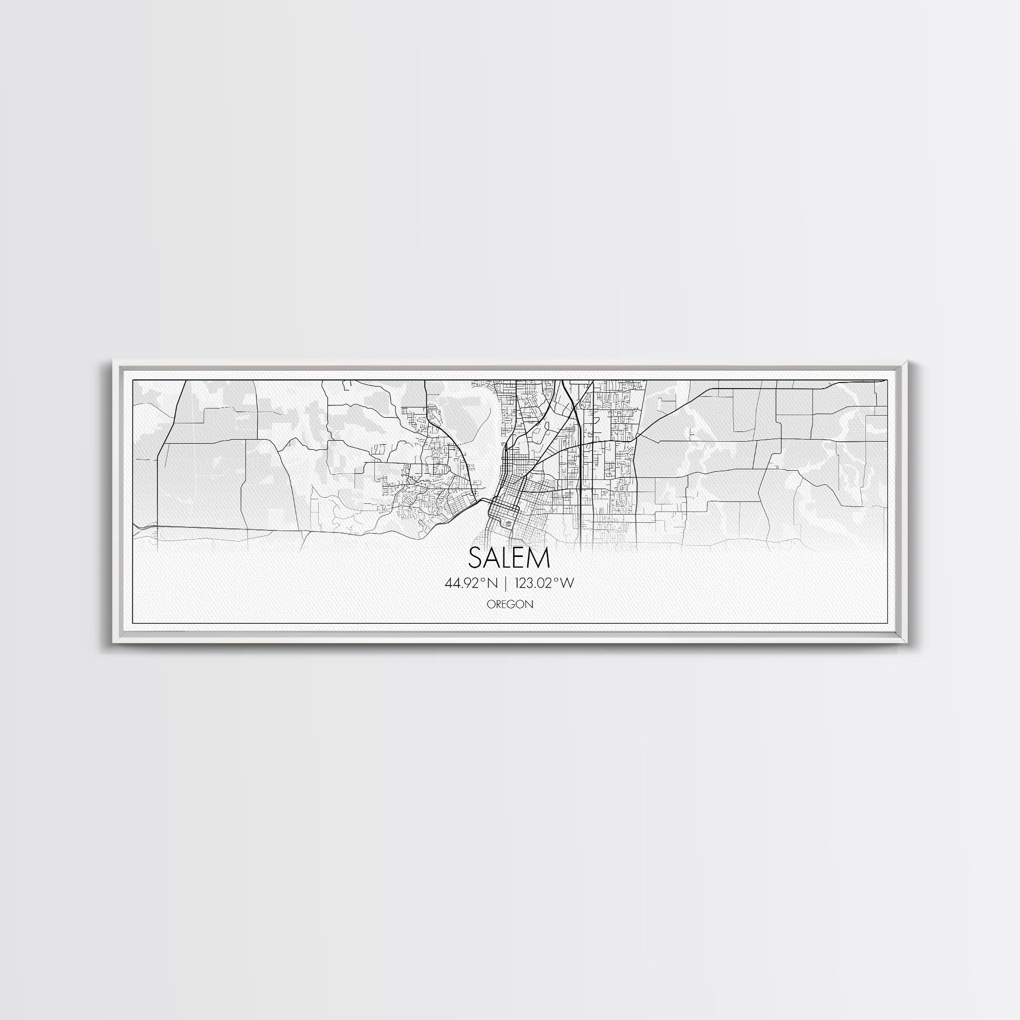 Panoramic Salem City Map, Oregon Art, Map Print, Minimalist Wall Art, Canvas Art, Housewarming Gift, Street Map Art, Closing Gift