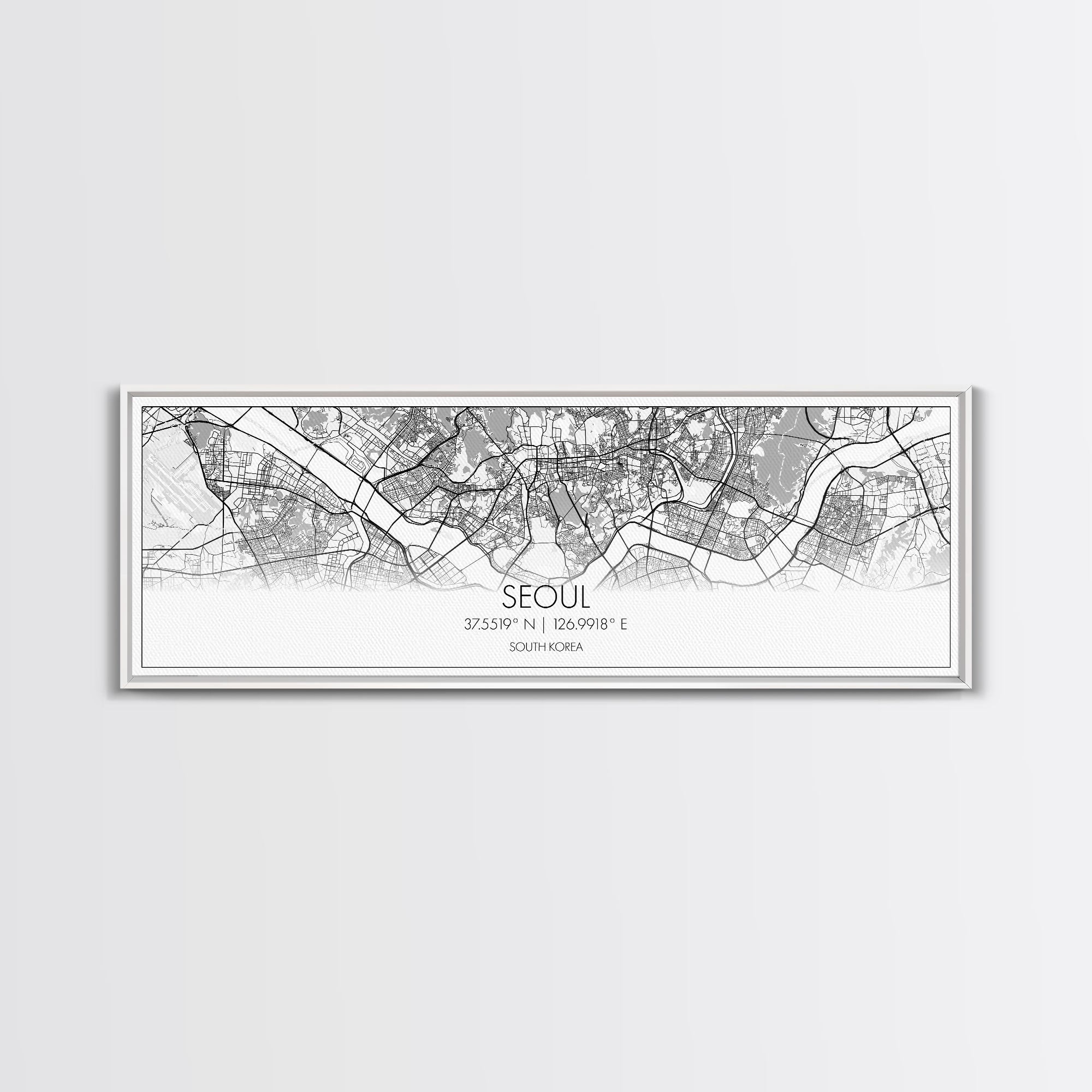 Panoramic Seoul City Map, South Korea Art, Map Print, Minimalist Wall Art, Canvas Art, Housewarming Gift, Street Map Art, Closing Gift