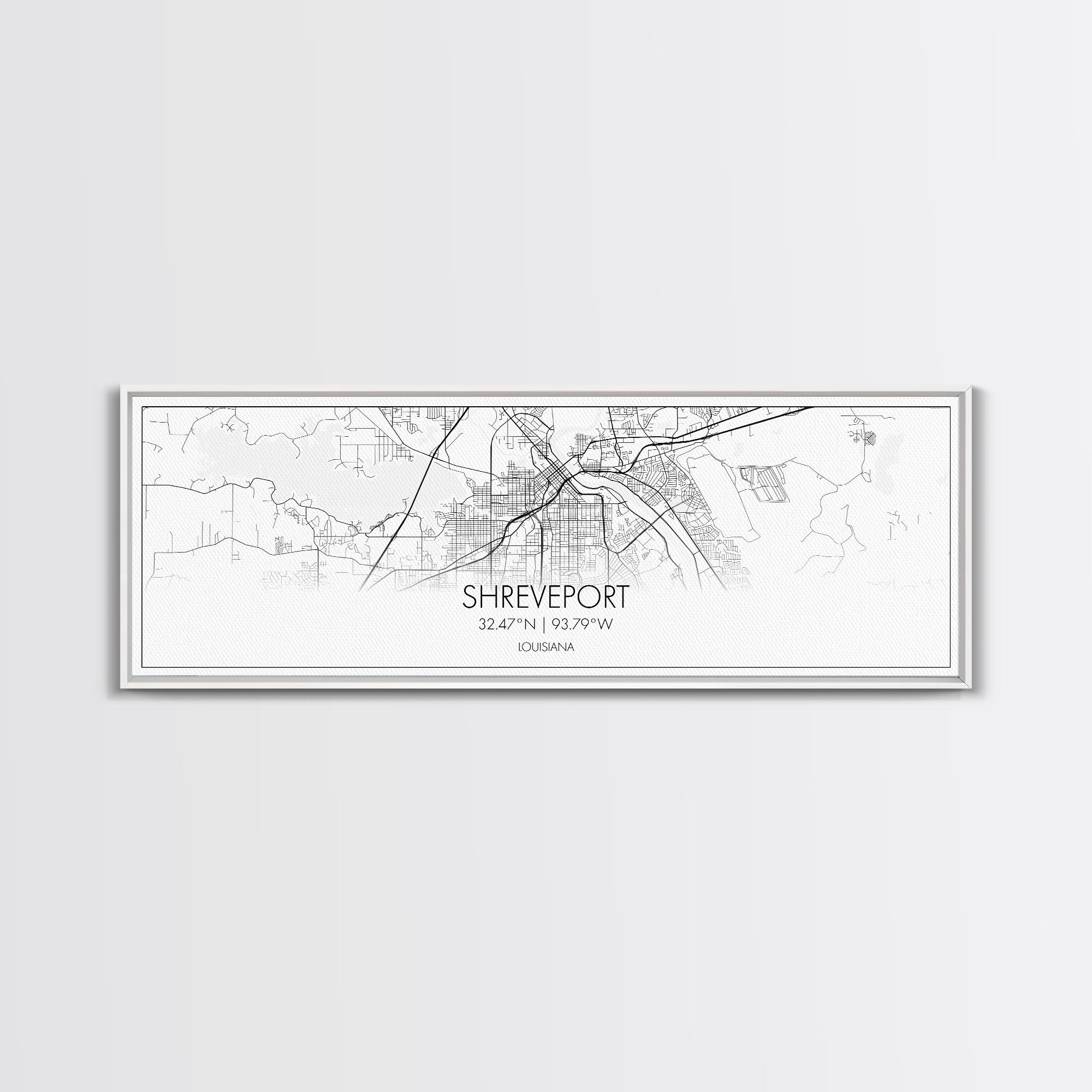 Panoramic Shreveport City Map, Louisiana Art, Map Print, Minimalist Wall Art, Canvas Art, Housewarming Gift, Street Map Art, Closing Gift