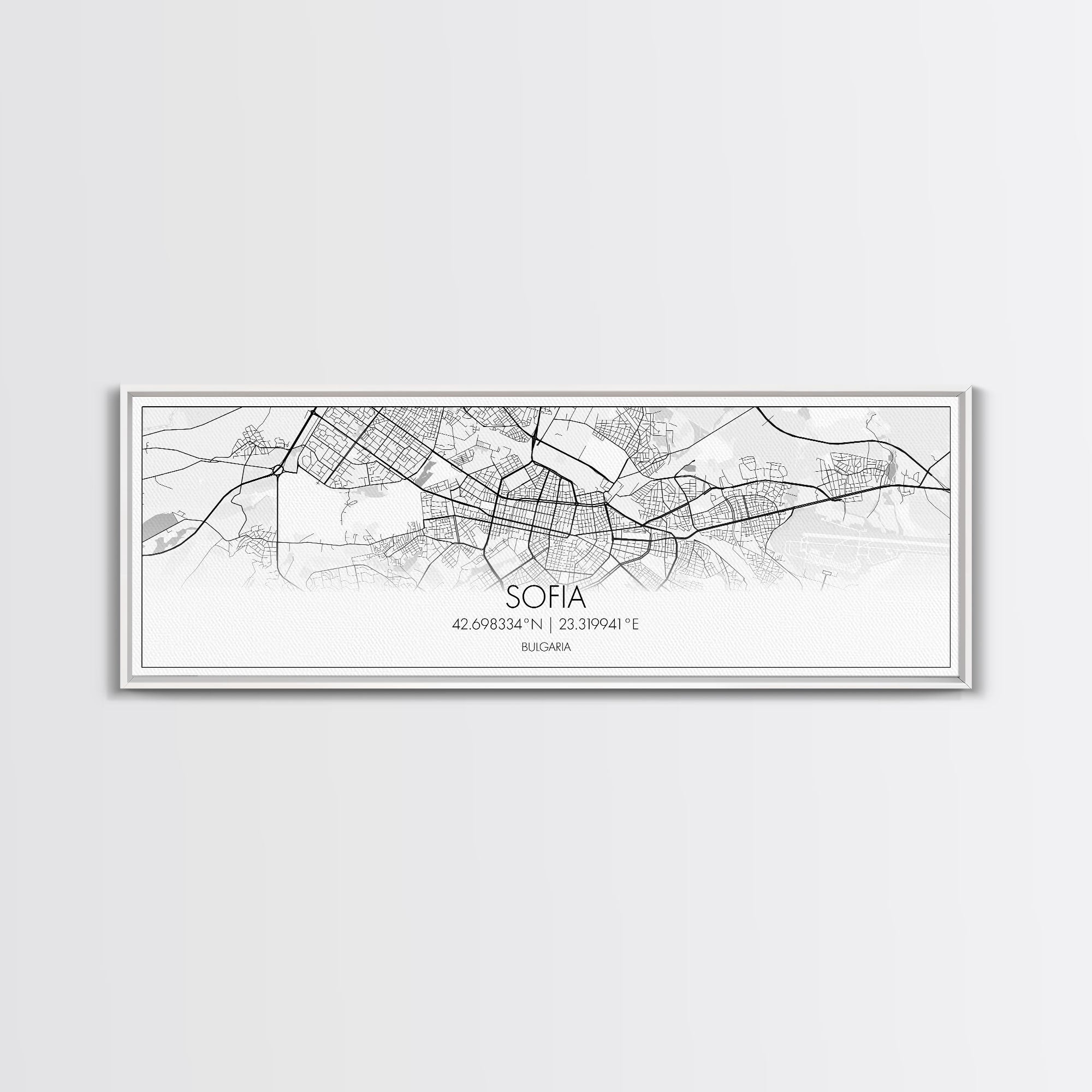 Panoramic Sofia City Map, Bulgaria Art, Map Print, Minimalist Wall Art, Canvas Art, Housewarming Gift, Street Map Art, Closing Gift