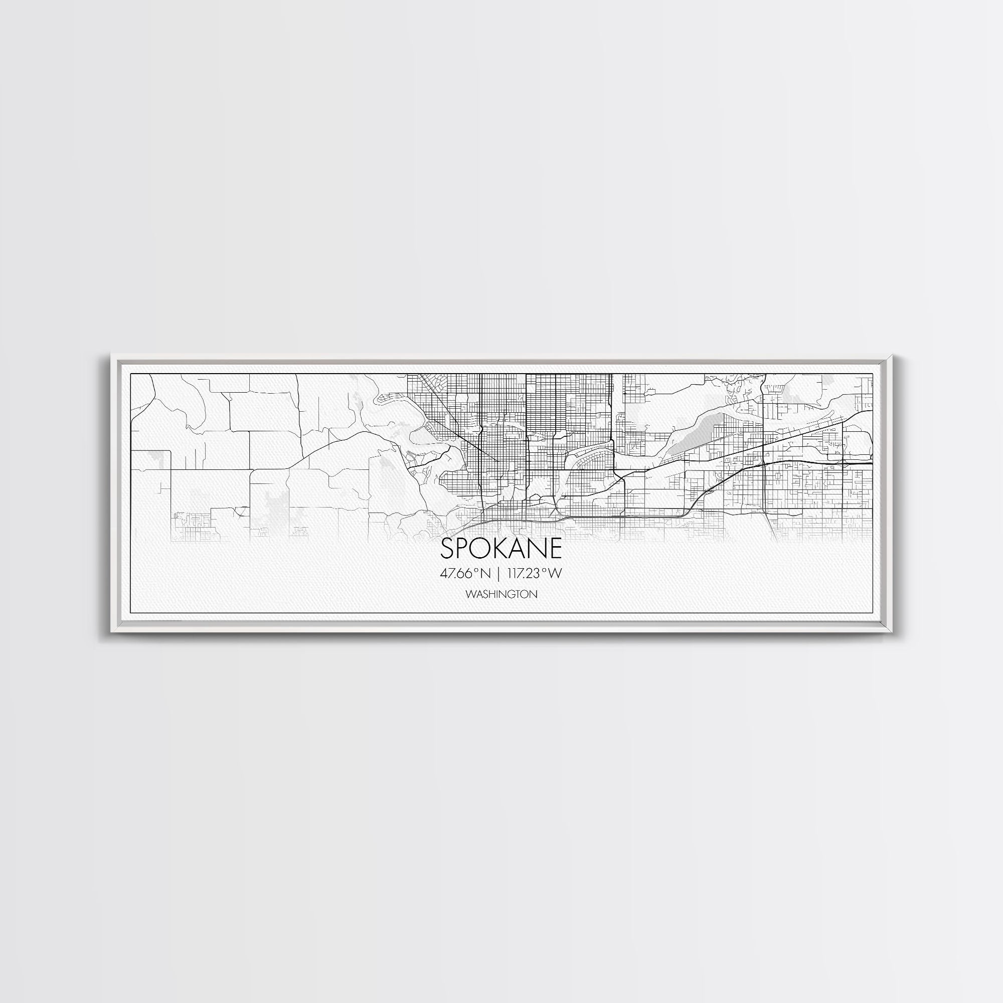 Panoramic Spokane City Map, Washington Art, Map Print, Minimalist Wall Art, Canvas Art, Housewarming Gift, Street Map Art, Closing Gift