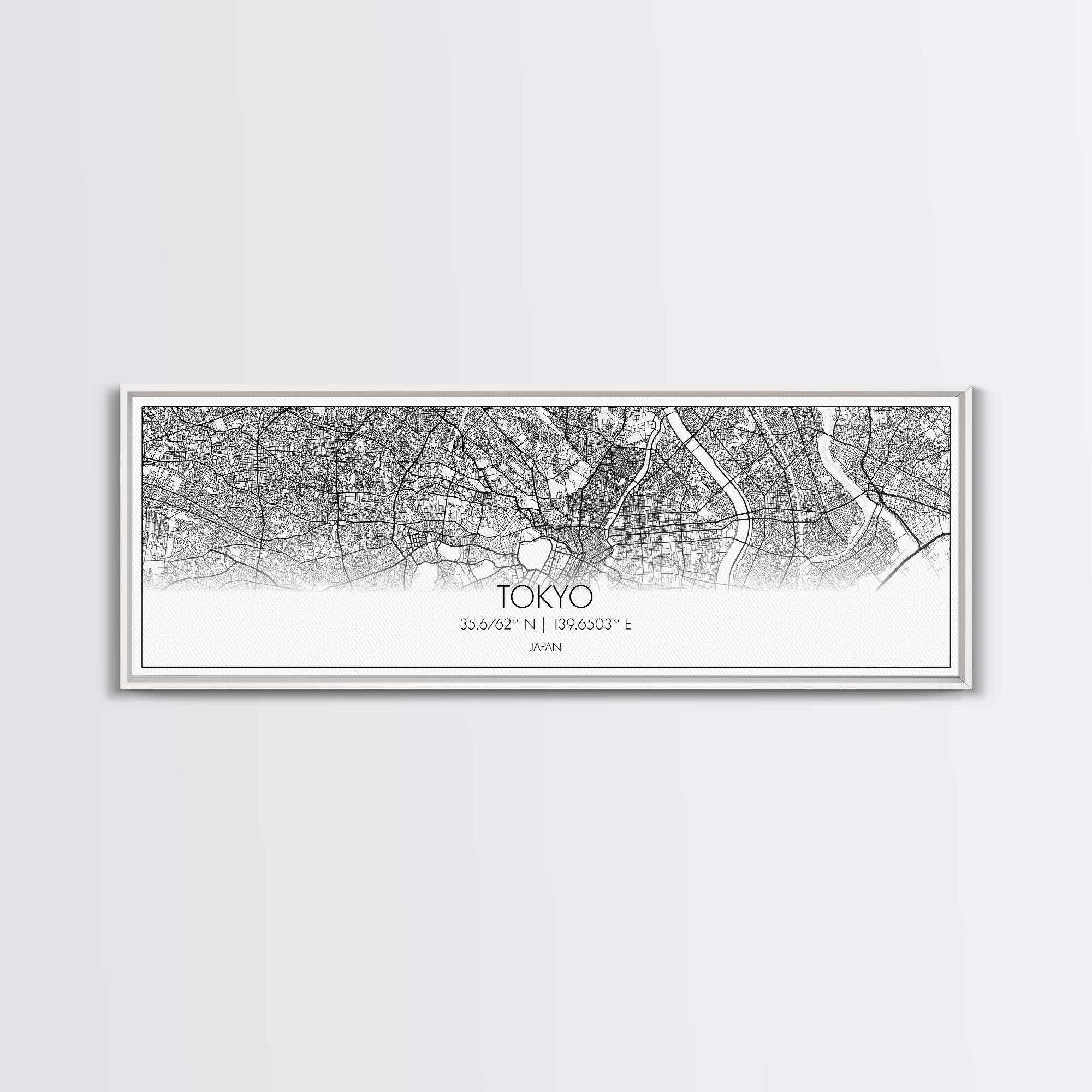 Panoramic Tokyo City Map, Japan Art, Map Print, Minimalist Wall Art, Canvas Art, Housewarming Gift, Street Map Art, Closing Gift