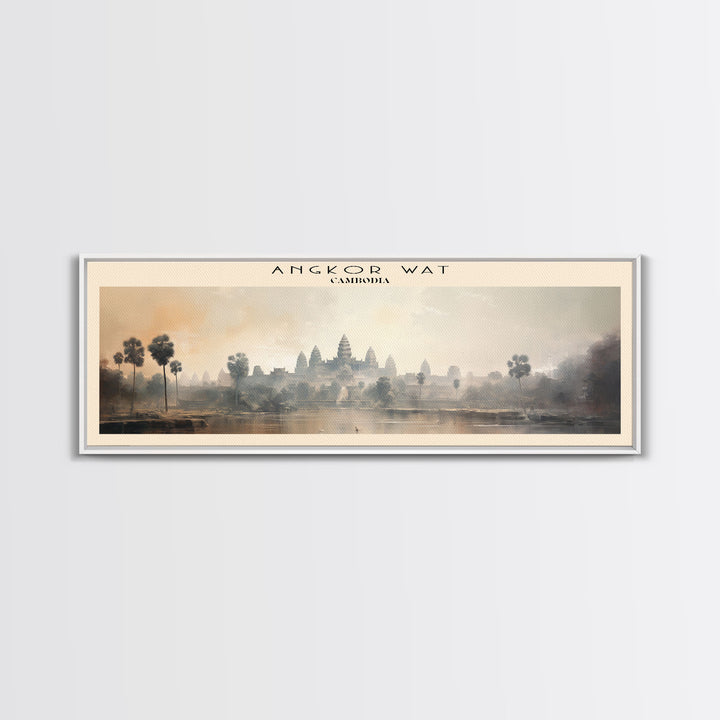 Angkor Wat Cambodia | Framed Travel Poster Canvas Print | Trendy Wall Art | Watercolor Painting | Living Room Art | Unique Art