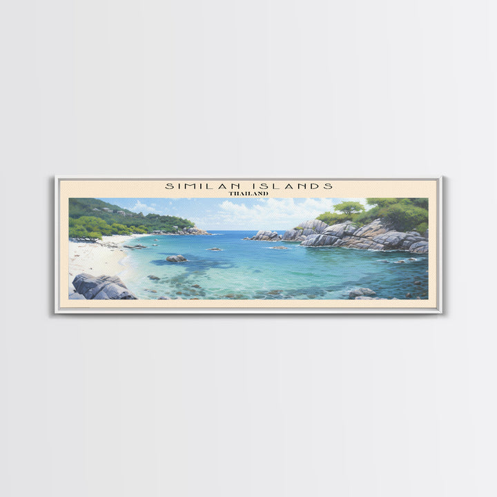 Similan Islands Travel Art Framed Canvas Print, COUNTRY Wall Decor, Home Decor, Travel Poster, Vintage Wall Art, Watercolor Painting