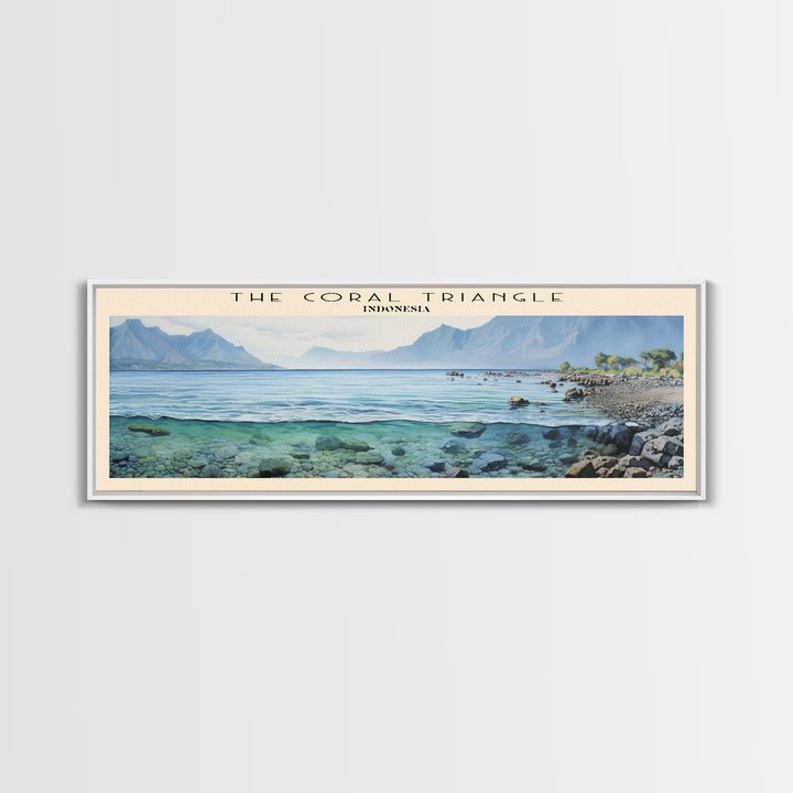 The Coral Triangle Travel Art Framed Canvas Print, COUNTRY Wall Decor, Home Decor, Travel Poster, Vintage Wall Art, Watercolor Painting