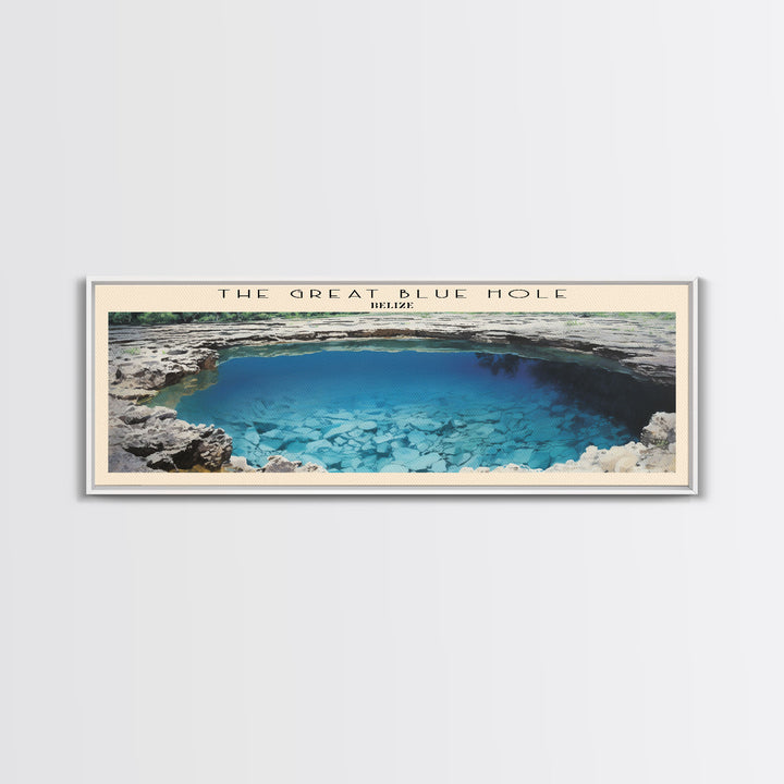 The Great Blue Hole Travel Art Framed Canvas Print, COUNTRY Wall Decor, Home Decor, Travel Poster, Vintage Wall Art, Watercolor Painting