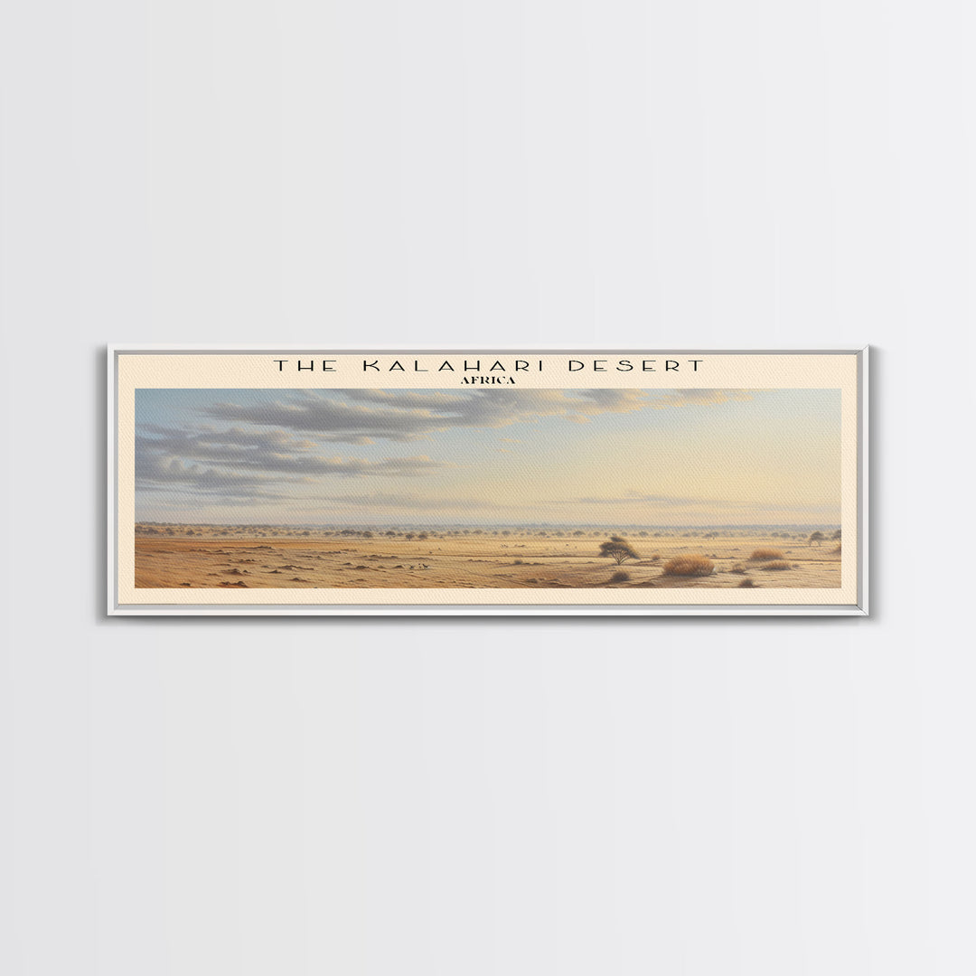 The Kalahari Desert Retro Style Travel Poster - Framed Canvas Print - COUNTRY Travel Decor | Vintage Style Home Decor - Travel Print - Wall Art