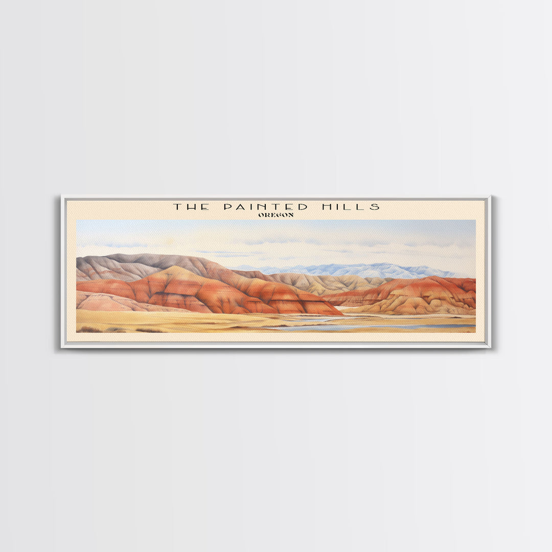 The Painted Hills Retro Style Travel Poster - Framed Canvas Print - COUNTRY Travel Decor | Vintage Style Home Decor - Travel Print - Wall Art