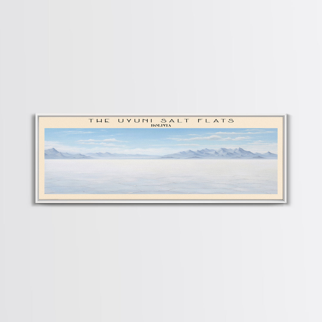 The Uyuni Salt Flats COUNTRY | Framed Travel Poster Canvas Print | Trendy Wall Art | Watercolor Painting | Living Room Art | Unique Art