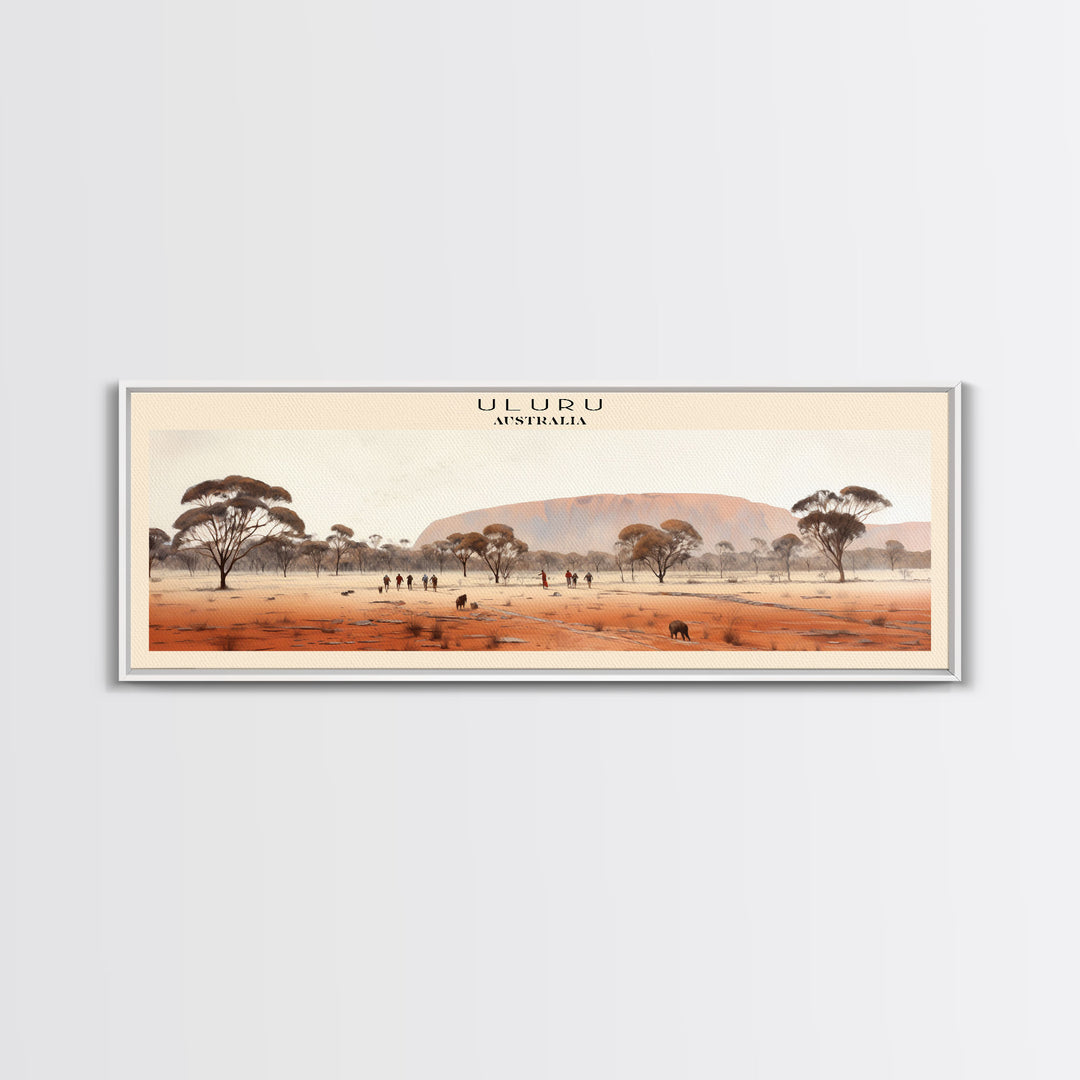 Uluru Travel Art Framed Canvas Print, COUNTRY Wall Decor, Home Decor, Travel Poster, Vintage Wall Art, Watercolor Painting