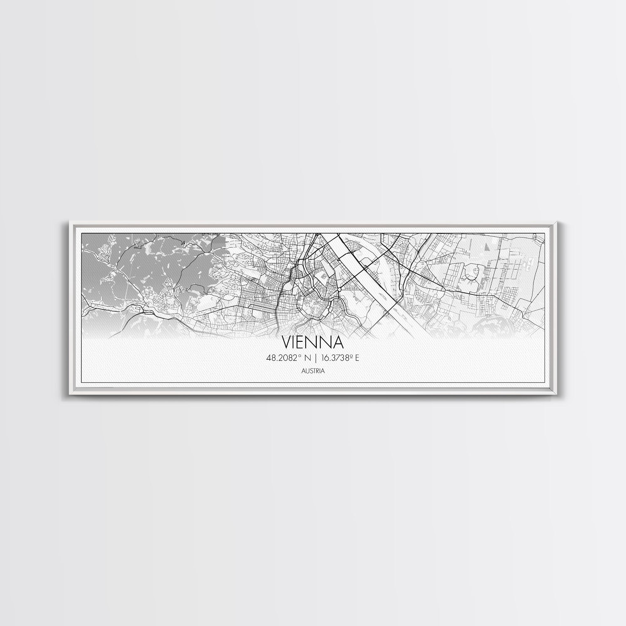 Panoramic Vienna City Map, Austria Art, Map Print, Minimalist Wall Art, Canvas Art, Housewarming Gift, Street Map Art, Closing Gift