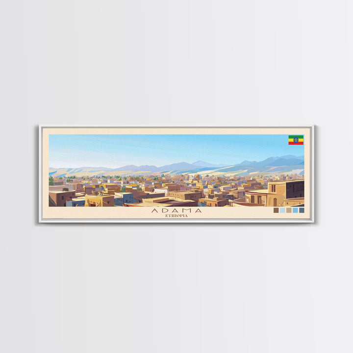 Ad-Dawhah, Qatar Panoramic Travel Poster Canvas Print, Ad-Dawhah, Qatar Painting, Qatar Art, Ad-Dawhah Travel Art, Guest Room Painting