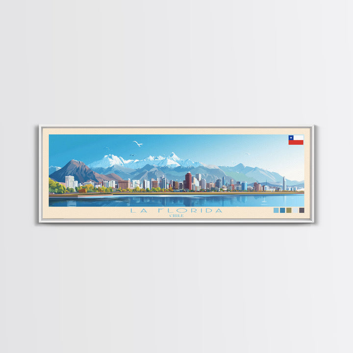 La Florida, Chile Panoramic Travel Poster Canvas Print, La Florida, Chile Painting, Chile Art, La Florida Travel Art, Living Room Painting