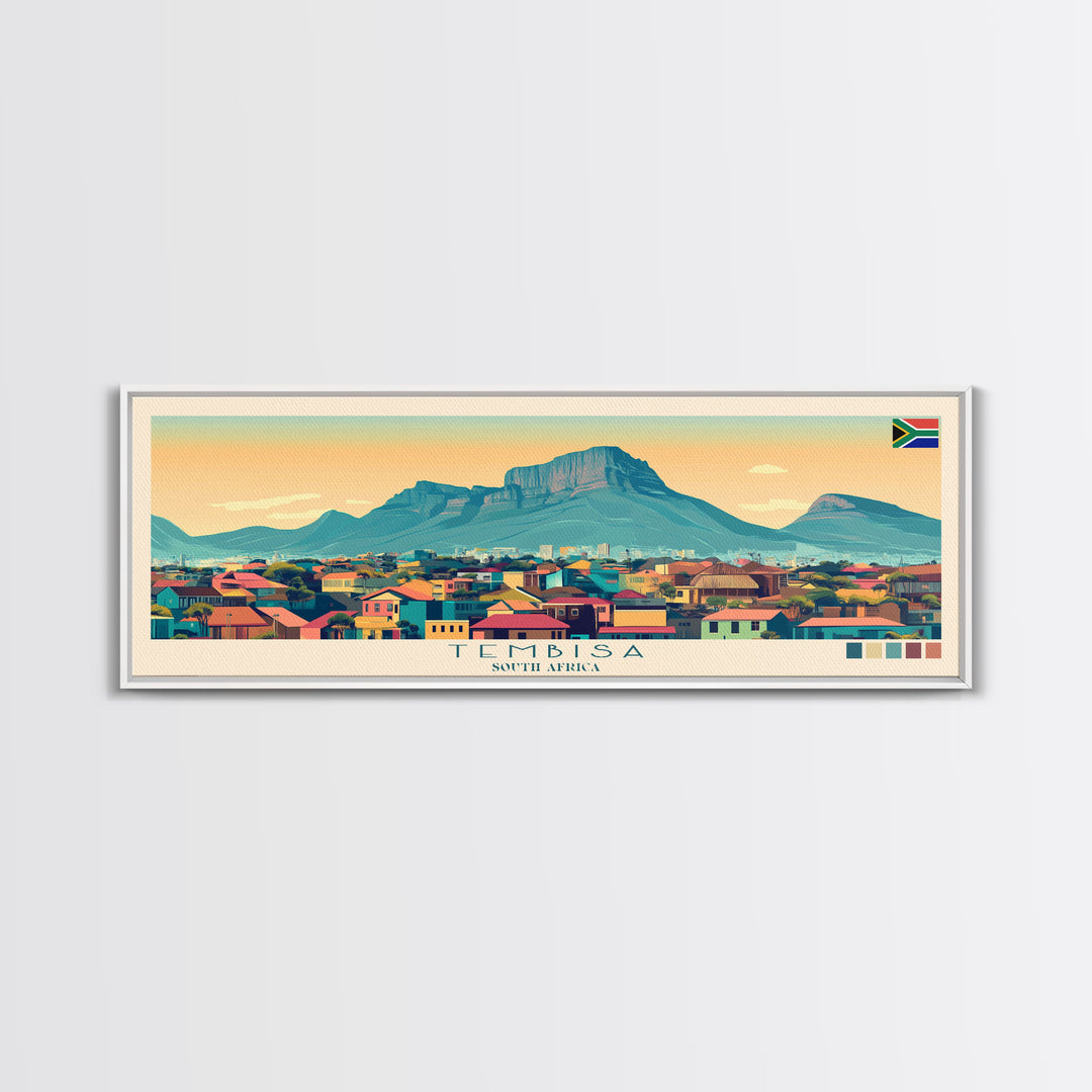 Tembisa, South Africa Panoramic Travel Poster Canvas Print, Tembisa, South Africa Painting, South Africa Art, Tembisa Travel Art, Guest Room Painting