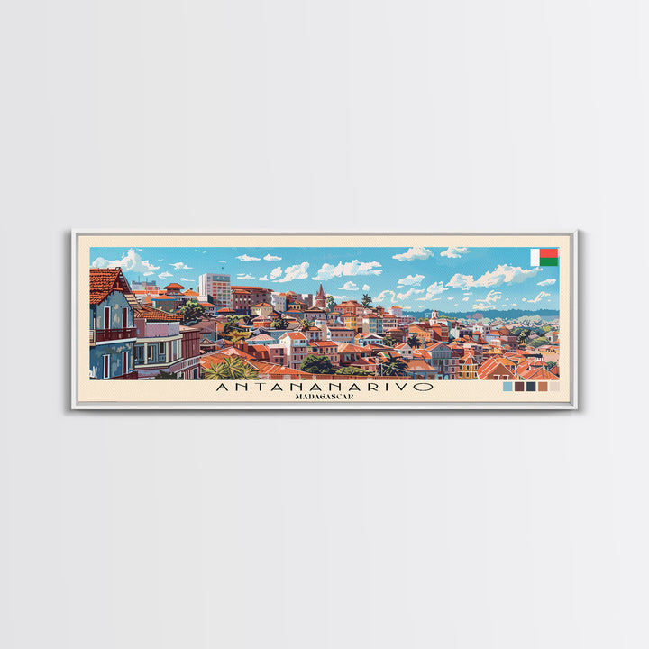 Antananarivo, Madagascar Panoramic Canvas Print, Antananarivo, Madagascar Painting, Madagascar Art, Antananarivo Travel Poster, Travel Art, Living Room Painting