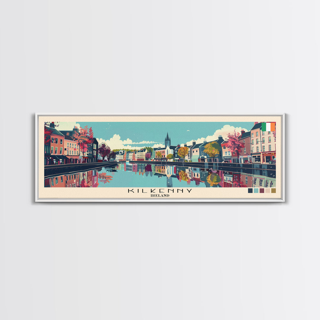 Kilkenny, Ireland Panoramic Canvas Print, Kilkenny, Ireland Painting, Ireland Art, Kilkenny Travel Poster, Travel Art, Vacation Gift