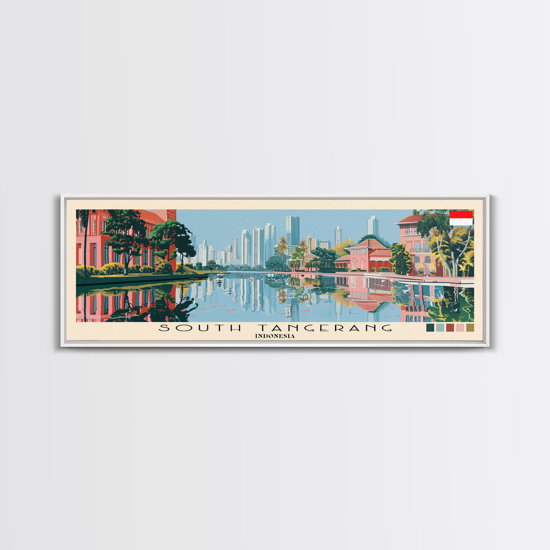 South Tangerang, Indonesia Panoramic Canvas Print, South Tangerang, Indonesia Painting, Indonesia Art, South Tangerang Travel Poster, Travel Art, Guest Room Painting