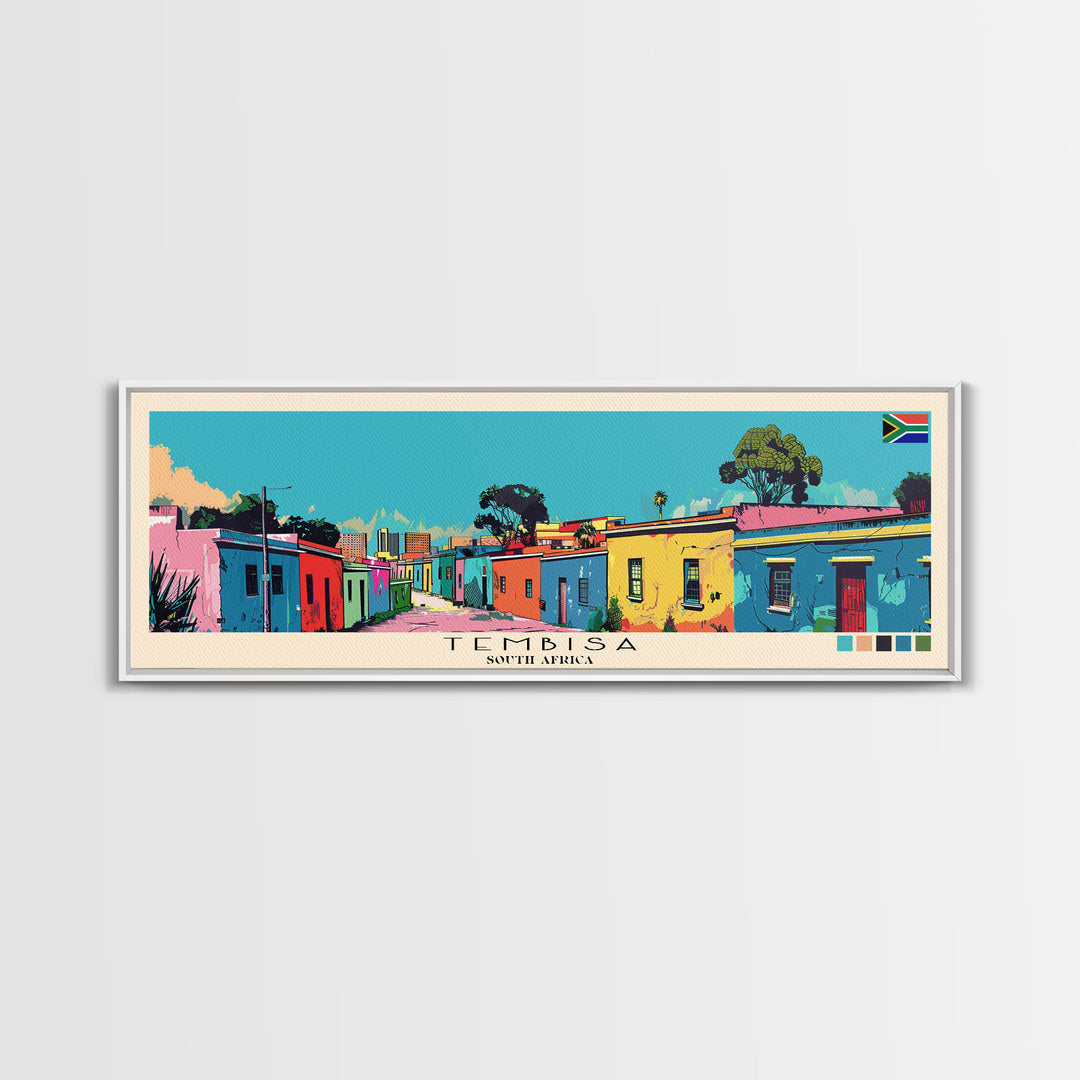 Tembisa, South Africa Panoramic Canvas Print, Tembisa, South Africa Painting, South Africa Art, Tembisa Travel Poster, Travel Art, Guest Room Painting