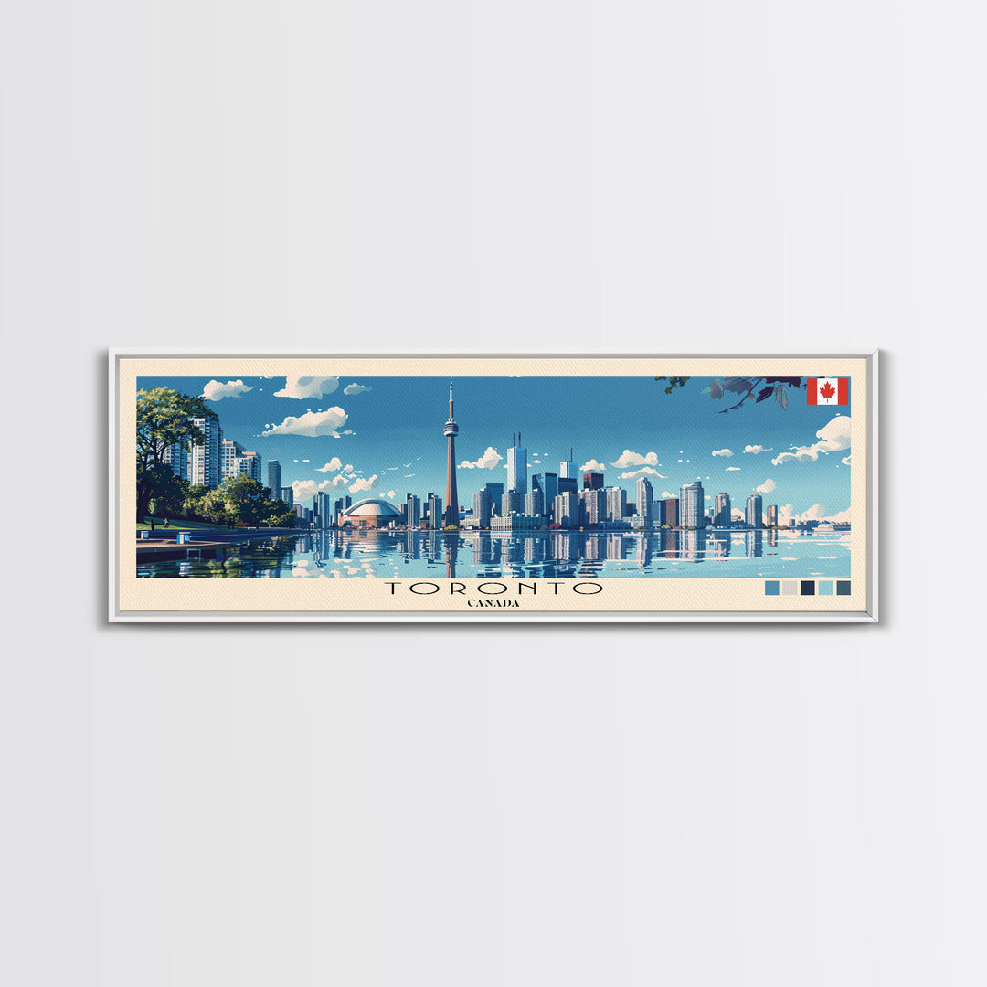 Toronto, Canada Panoramic Canvas Print, Toronto, Canada Painting, Canada Art, Toronto Travel Poster, Travel Art, Living Room Painting