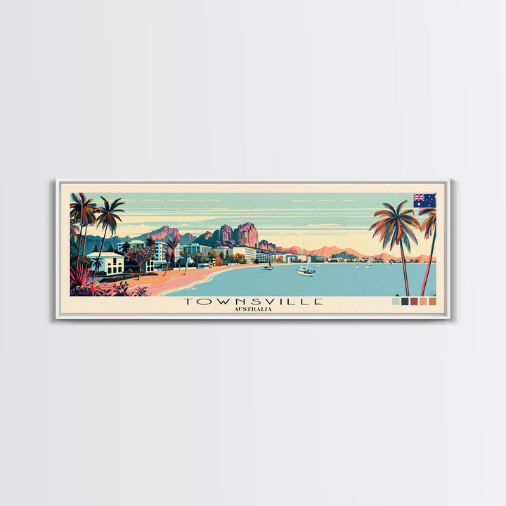 Townsville, Australia Panoramic Canvas Print, Townsville, Australia Painting, Australia Art, Townsville Travel Poster, Travel Art, Guest Room Painting