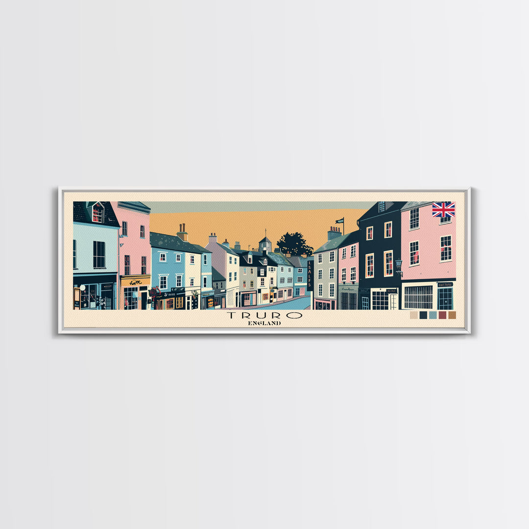 Truro, England Panoramic Canvas Print, Truro, England Painting, England Art, Truro Travel Poster, Travel Art, Guest Room Painting