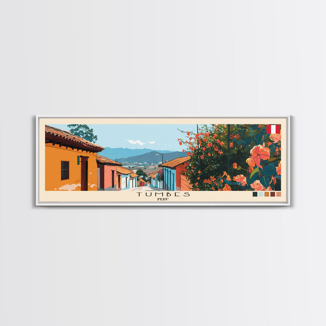 Tumbes, Peru Panoramic Canvas Print, Tumbes, Peru Painting, Peru Art, Tumbes Travel Poster, Travel Art, Guest Room Painting