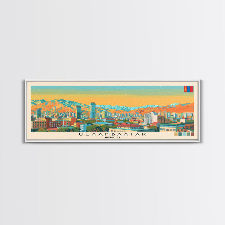 Ulaanbaatar, Mongolia Panoramic Canvas Print, Ulaanbaatar, Mongolia Painting, Mongolia Art, Ulaanbaatar Travel Poster, Travel Art, Housewarming Gift