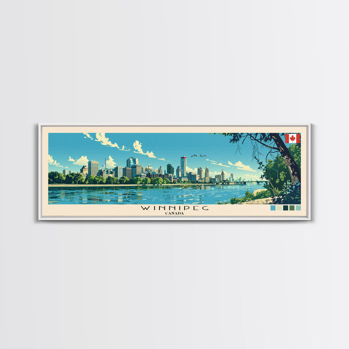 Winnipeg, Canada Panoramic Canvas Print, Winnipeg, Canada Painting, Canada Art, Winnipeg Travel Poster, Travel Art, Guest Room Painting