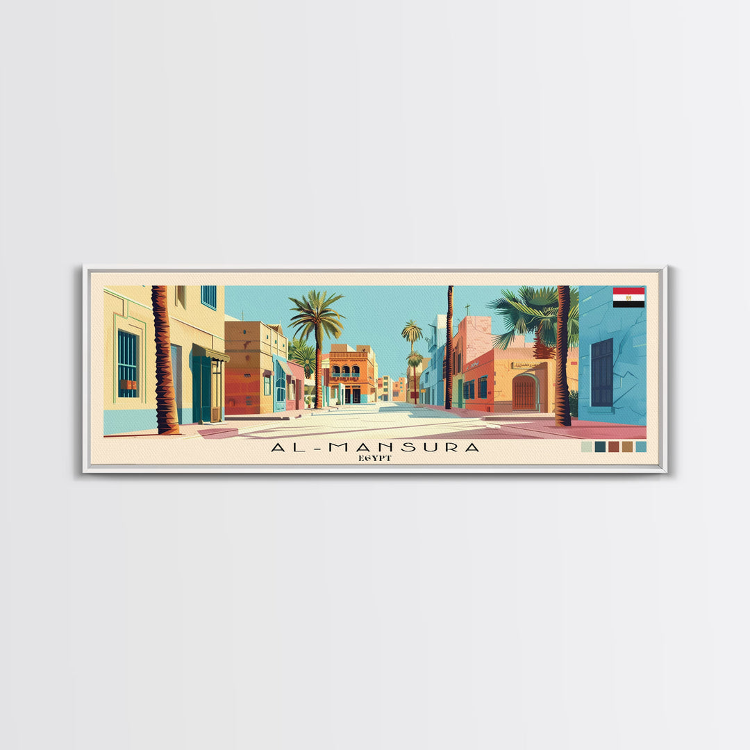 al-Mansura, Egypt Panoramic Canvas Print, al-Mansura, Egypt Painting, Egypt Art, al-Mansura Travel Poster, Travel Art, Vacation Gift