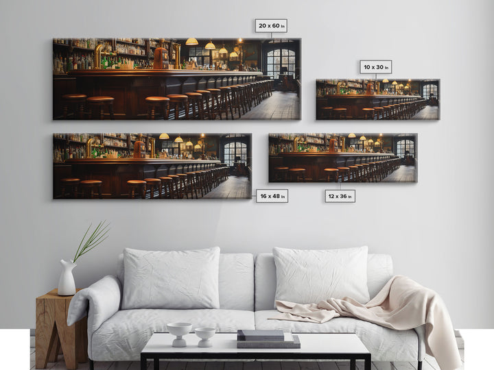 Panoramic Bar Wall Art, Vintage 19th Century Bar Wall Art, Framed Canvas Print, Bar Cart Art, Bar Wall Art, Bar Art Prints, Antique Bar Art