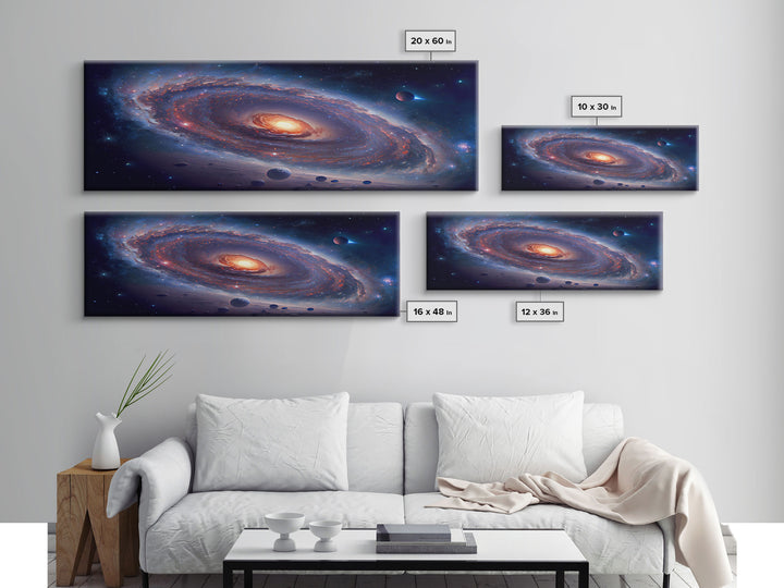 Spiral Galaxy Canvas Print, Original Astral Bodies Painting Print, Panoramic / Large Format Wall Art, Framed Art