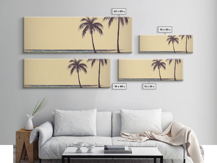 Minimalist Beach Canvas Art Print, Palm Trees, Tropical Beach, Canvas Wall Art Beach, Wall Decor, Panoramic, Wall Art, Canvas Print