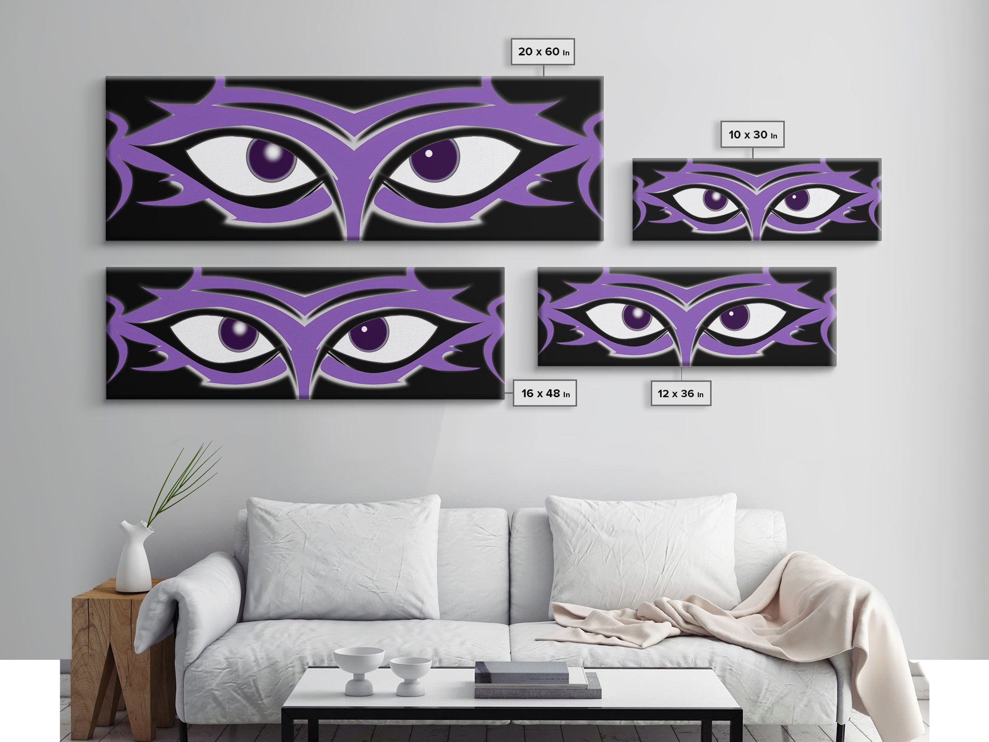 Violet Mask Wall Art Print, Ornate Wall Canvas Print, Eye Canvas Art, Framed Art Print, Wall Decor, Panoramic, Wall Art, Canvas Print