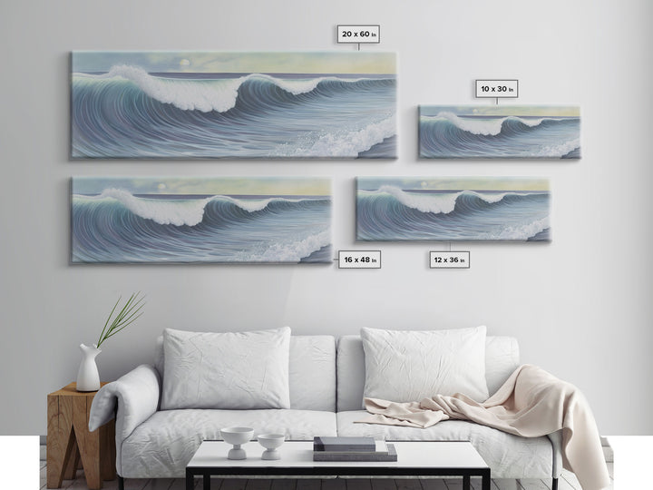 Ocean Waves Wall Art Canvas Print, Minimalist Ocean Art, Seascape Wall Decor, Green Ocean Wall Art, Panoramic, Wall Art, Canvas Print