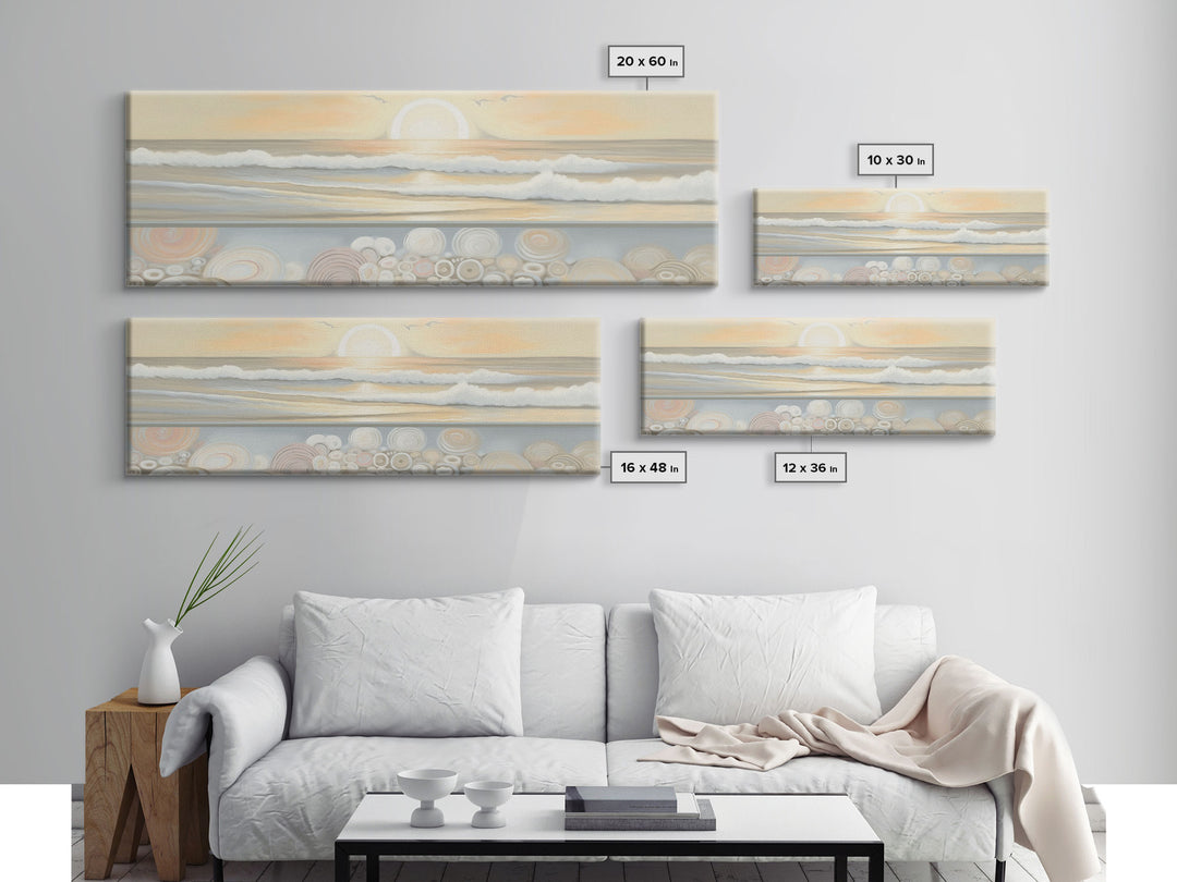 Abstract  Ocean Wall Art Canvas Print, Pastel Beach Wall Art, Seascape Wall Decor, Ocean Waves Wall Art, Panoramic, Wall Art, Canvas Print