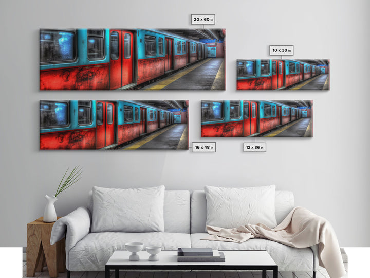 Subway Station Wall Art Print, Subway Train, Urban Wall Art, Wall Decor, Urban Art, Framed Canvas Print, Panoramic, Wall Art, Canvas Print